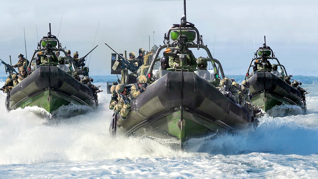 US & Dutch Marines Riding Super Fast Combat Boats During Patrol