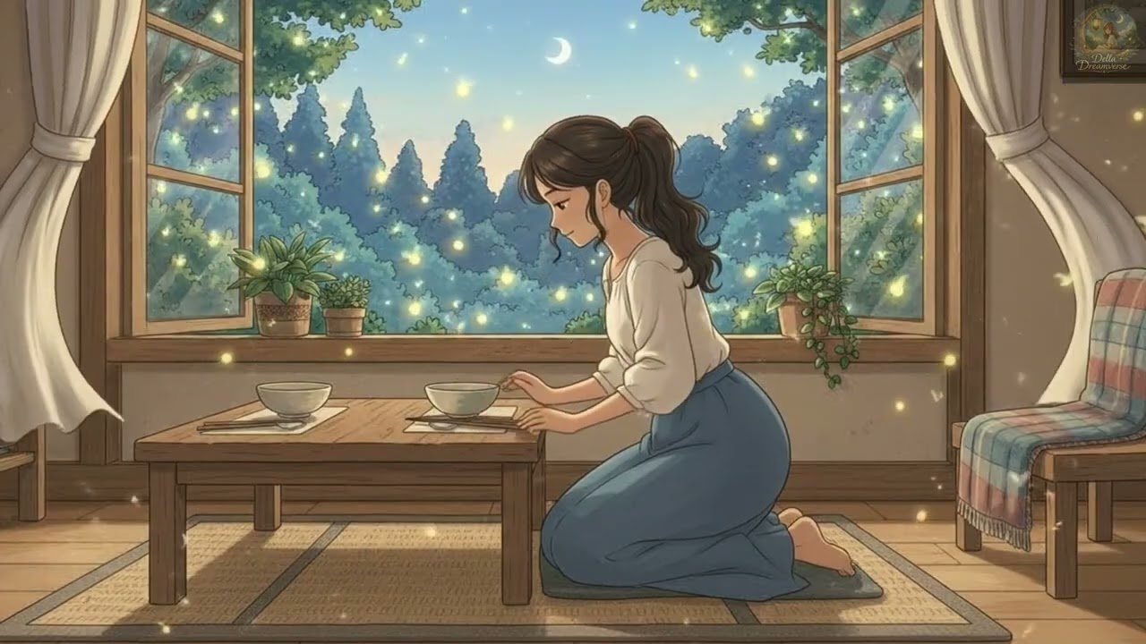 Summer Dusk by the River 🌿 Washing Fresh Peaches & Quiet Longing | Cozy Ghibli-Style ASMR