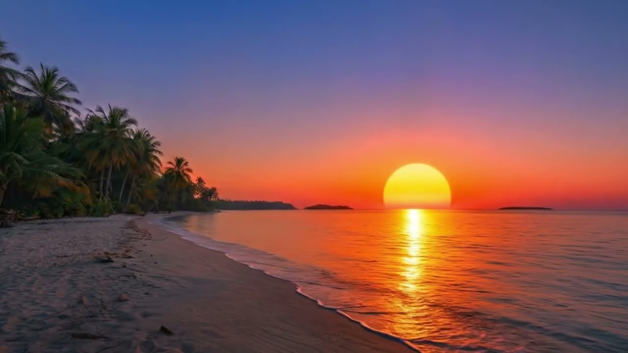 Tropical Beach Sunrise Ocean Waves Sounds Relaxing for Sleep Meditation | Dormir Meditar Relajarte