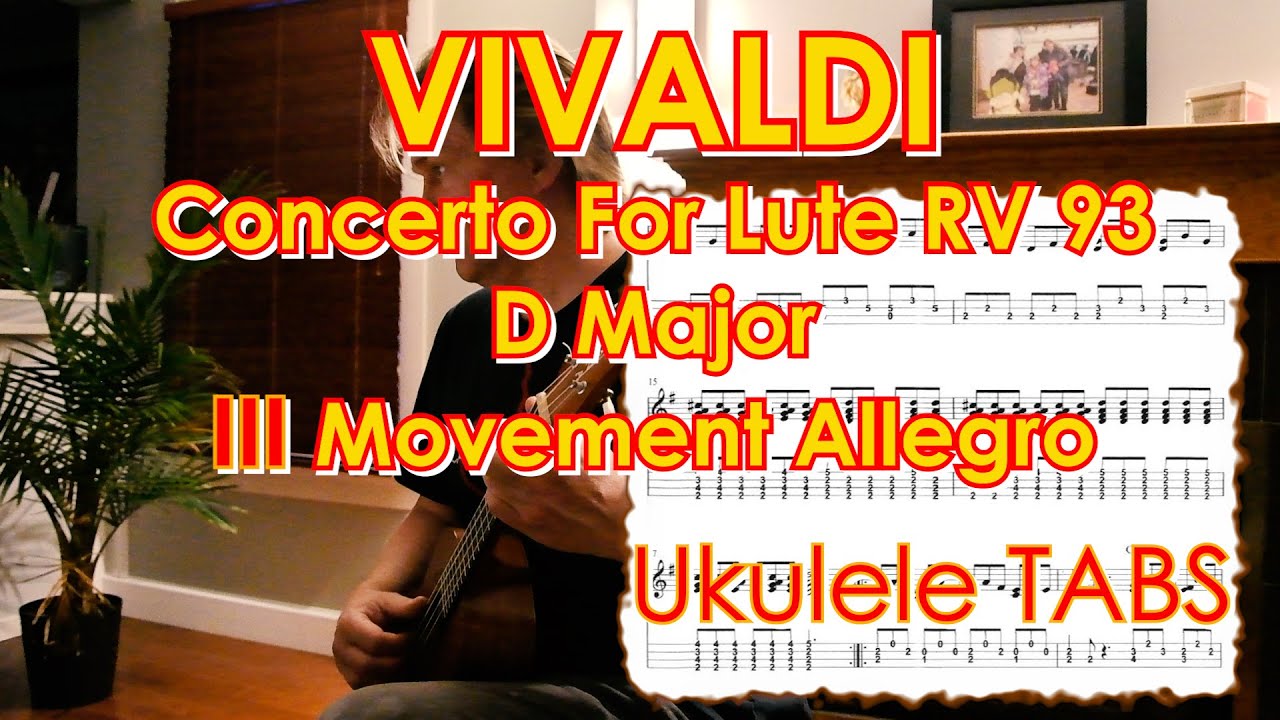 Vivaldi Ukulele Fingerstyle Tutorial+Tabs RV 93 III Movement Allegro