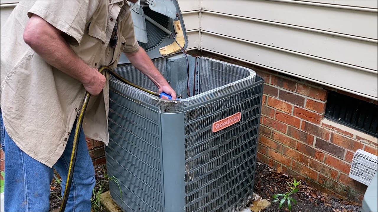 Cleaning a Goodman Air Conditioner junky leaker