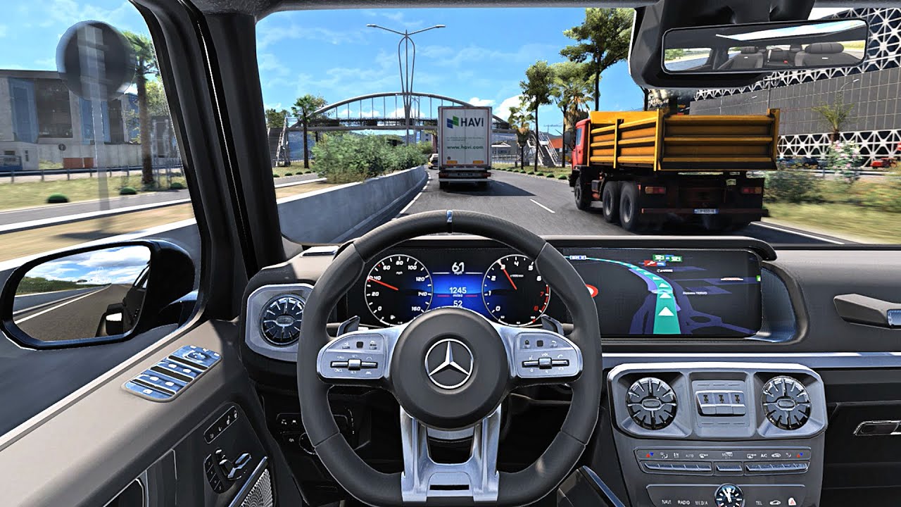 Mercedes Benz G63 AMG 2022 - Euro Truck Simulator 2 [Steering Wheel Game Play]
