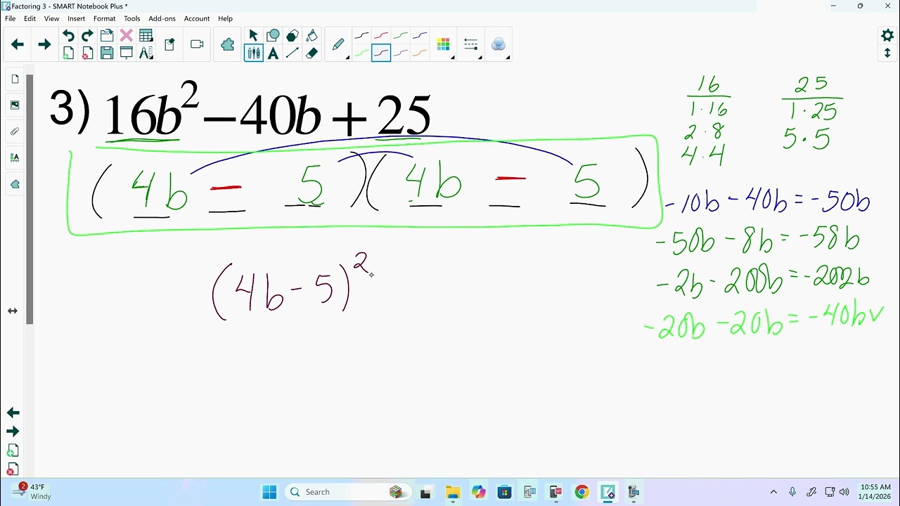 Algebra 2 Factoring (3a)