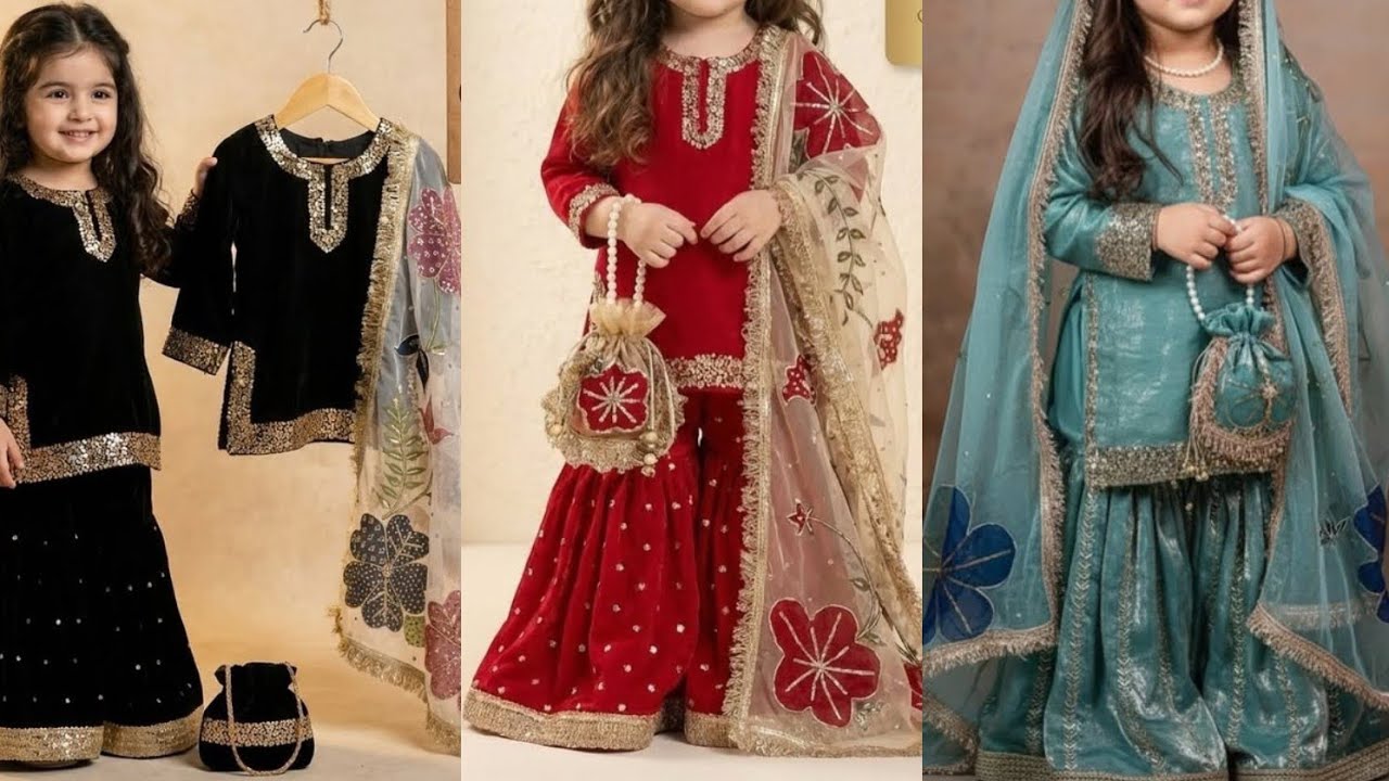  How can we make little girls look modern on Eid with traditional clothes#viralvideo 