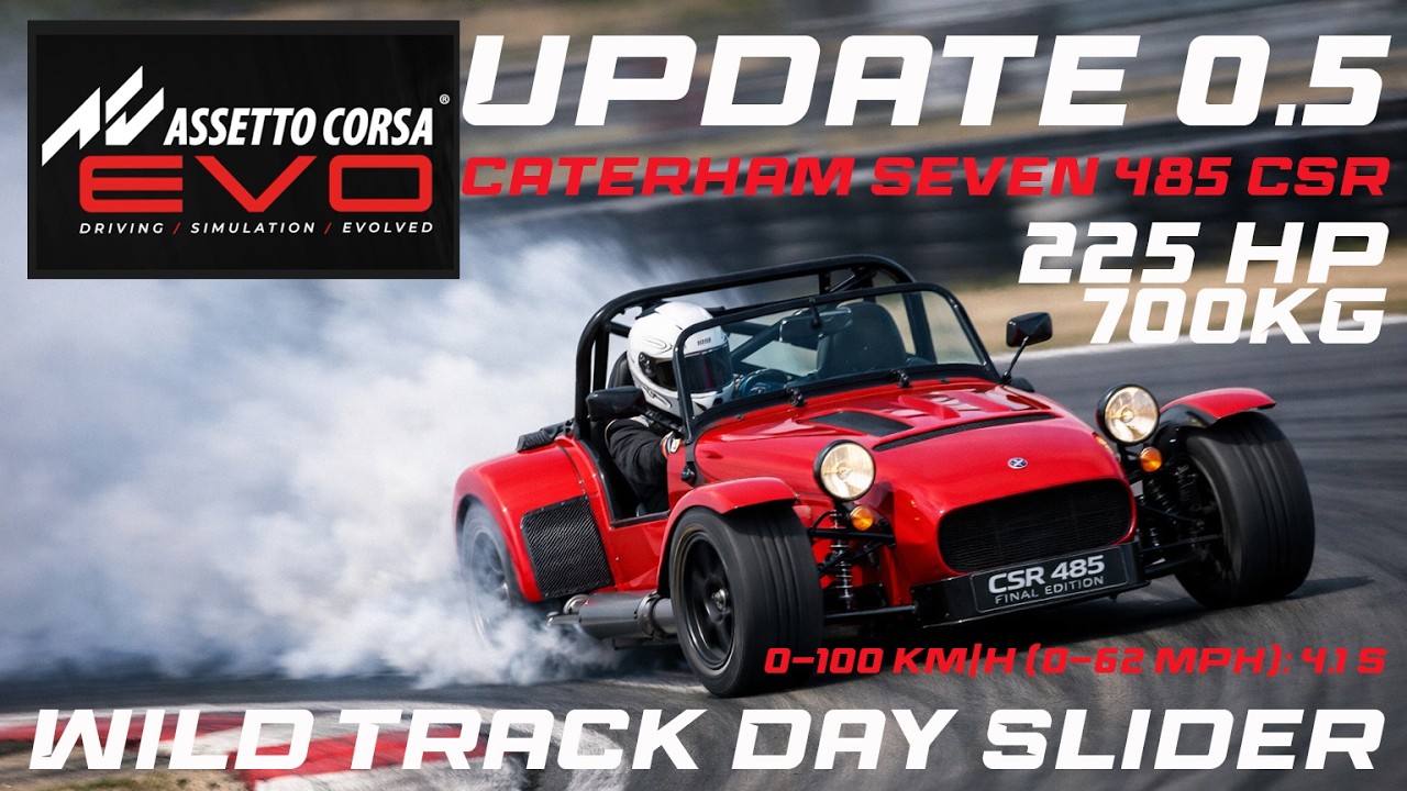 250HP Caterham Seven 485 CSR | 0–62 mph 4.1 s | Assetto Corsa EVO Update 0.5 | Wild Track Day Car.
