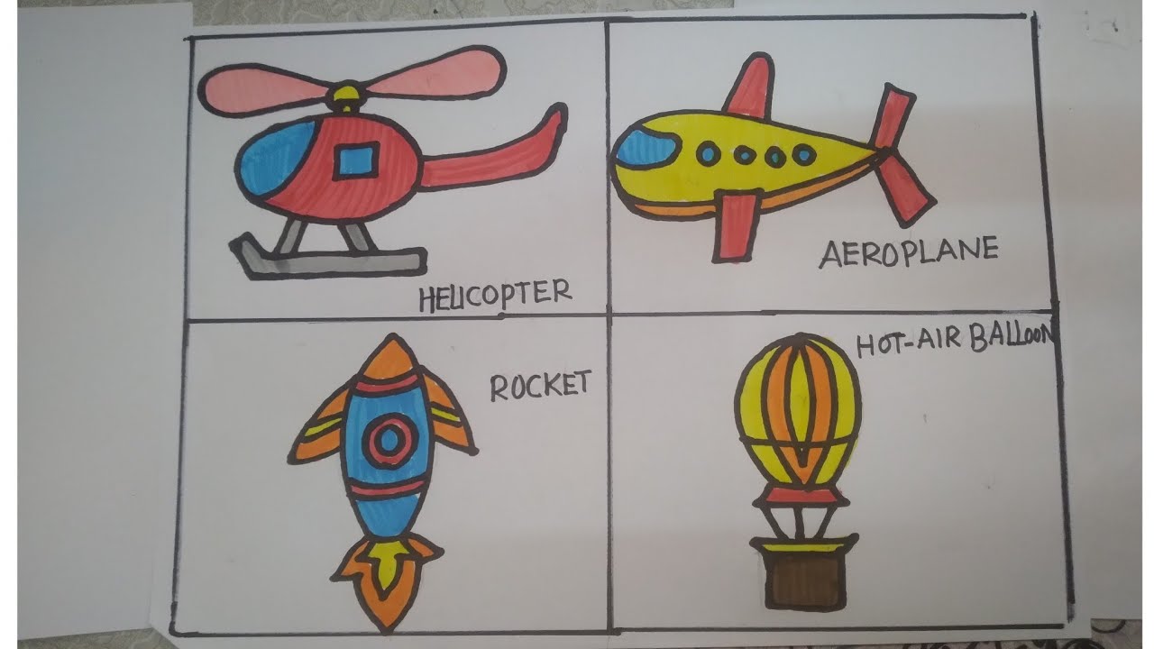 How to draw Air Transport/Easy drawing/Step by step for kids