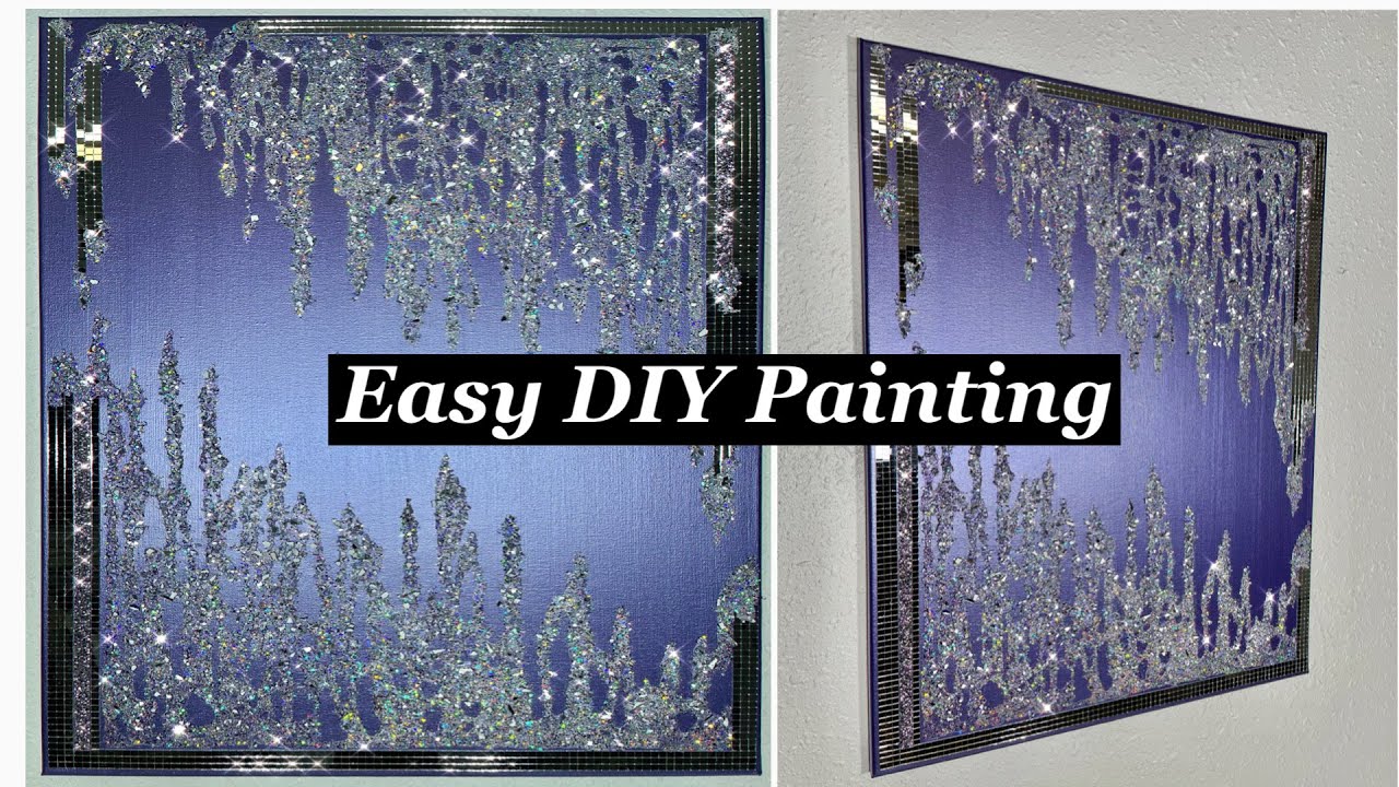 Purple/Silver Bling Painting/ Elmer’s Glue to Adhere Crushed Glass & Glitter
