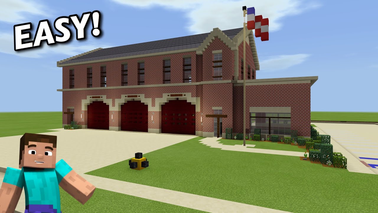 Minecraft: How To Build A Realistic Fire Station Tutorial (Part 1)