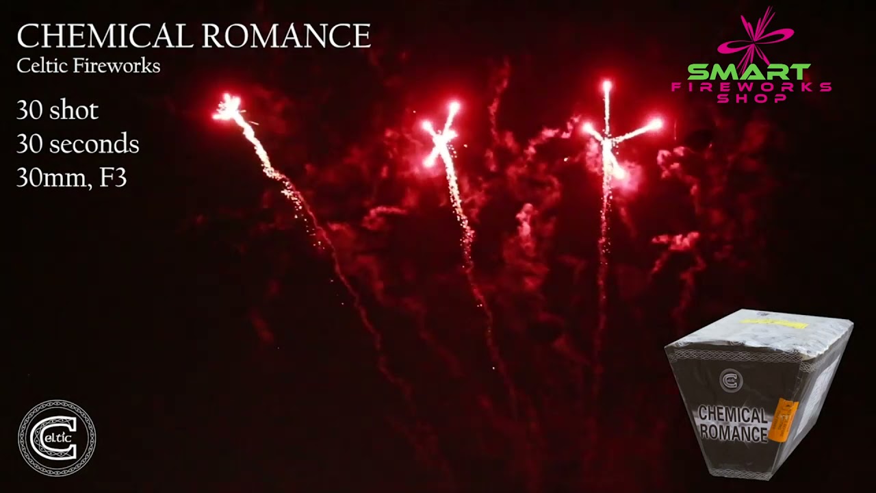 Celtic Fireworks CHEMICAL ROMANCE 30 Shot FAN Barrage Cake CC0518