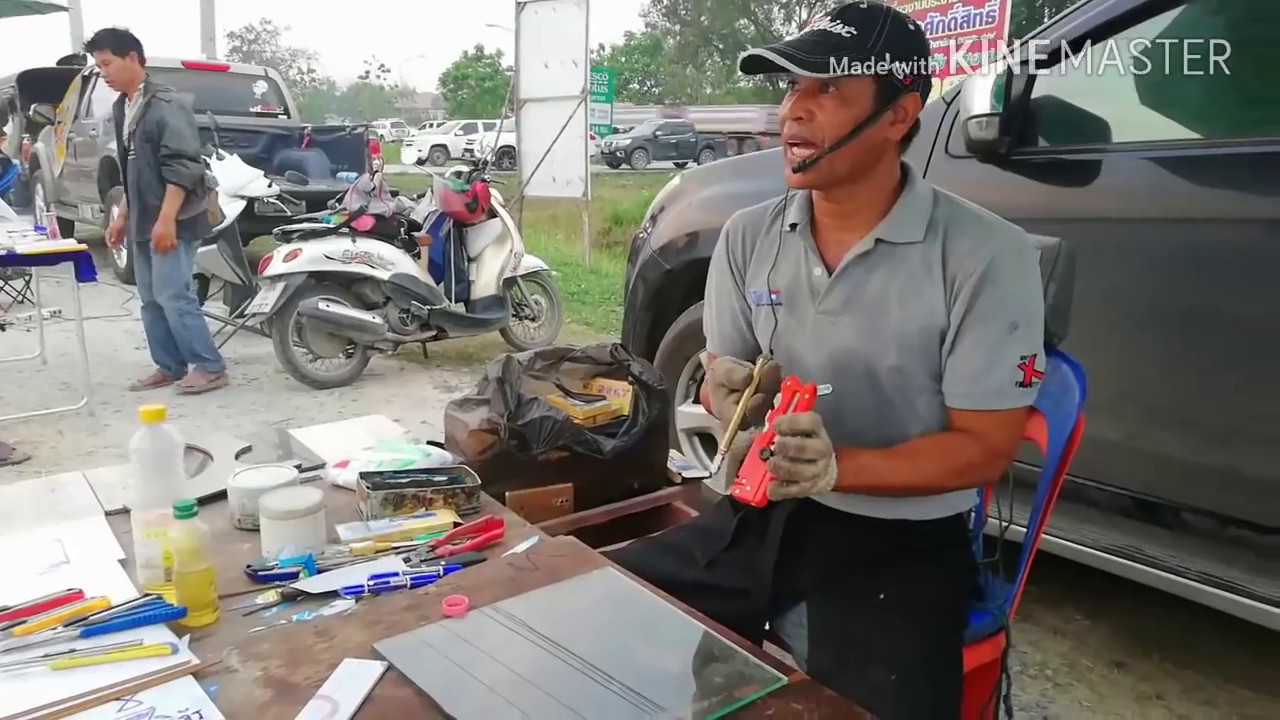 เซียนขั้นเทพ​ เจาะกระจกวงกลม​ ด้วยมีดเอนกประสงค์​ แนะนำการใช้มีดเอนกประสงค์​ วิธีกรีดและวิธีเคาะ