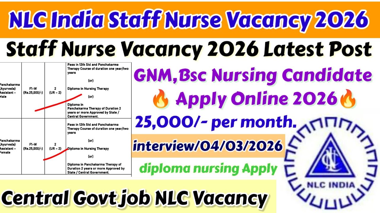 NLC Staff Nurse Vacancy 2026,Staff Nurse Vacancy,NLC Central Staff Nurse Vacancy,Nursing Vacancy2026
