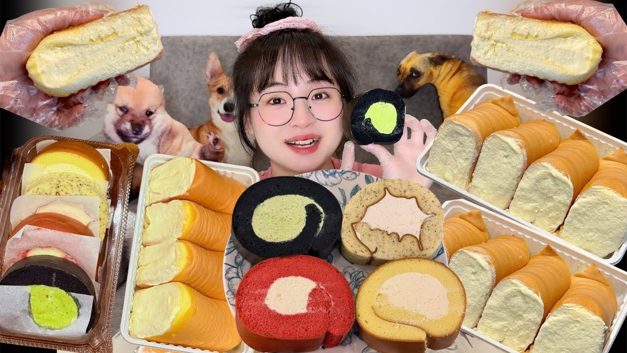 Mukbang Bánh Kem Bơ Mặn, Bông Lan Kem Tuyết Mix Vị Siêu Hot Xứ Trung| Sweet Cake Mukbang