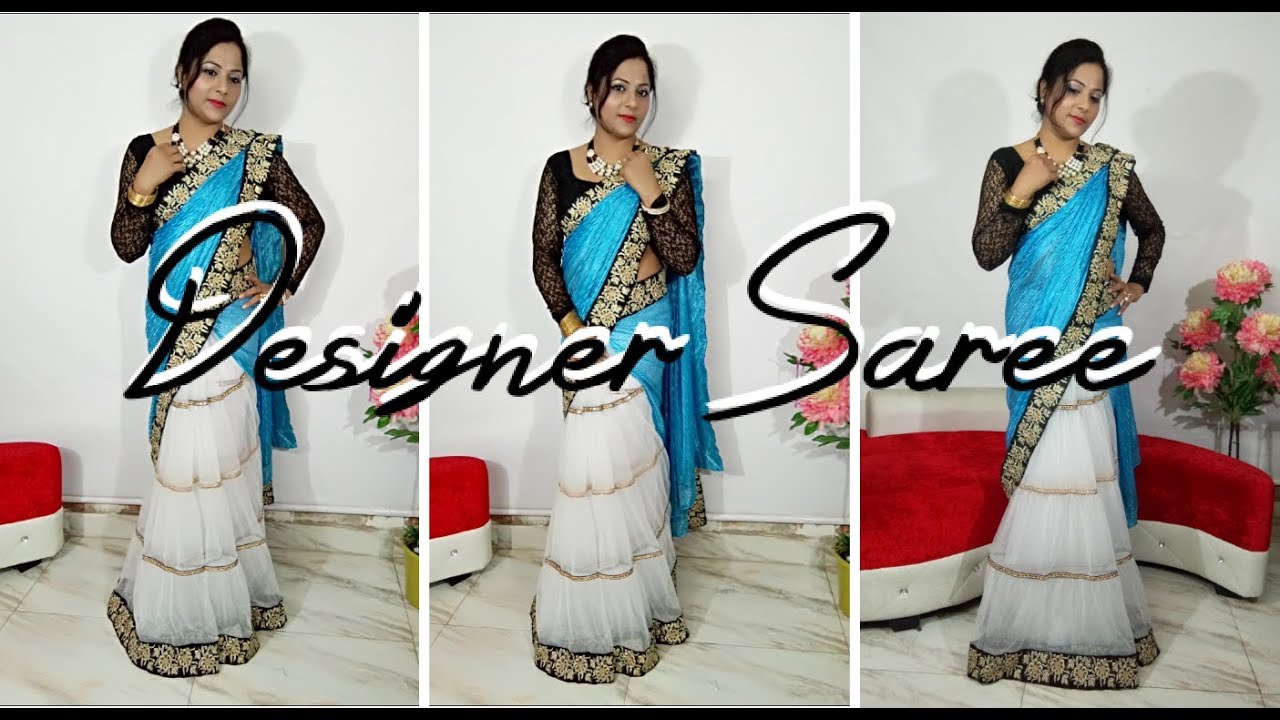 Make a party wear designer saree at minimum cost in Hindi