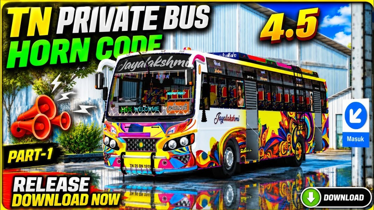 🎀😍 TN PRIVATE BUS HORN CODE 💥 4.5 PART-1 RELEASE DOWNLOAD NOW 😍🎀#bussimulatorindonesia #horn #bussid