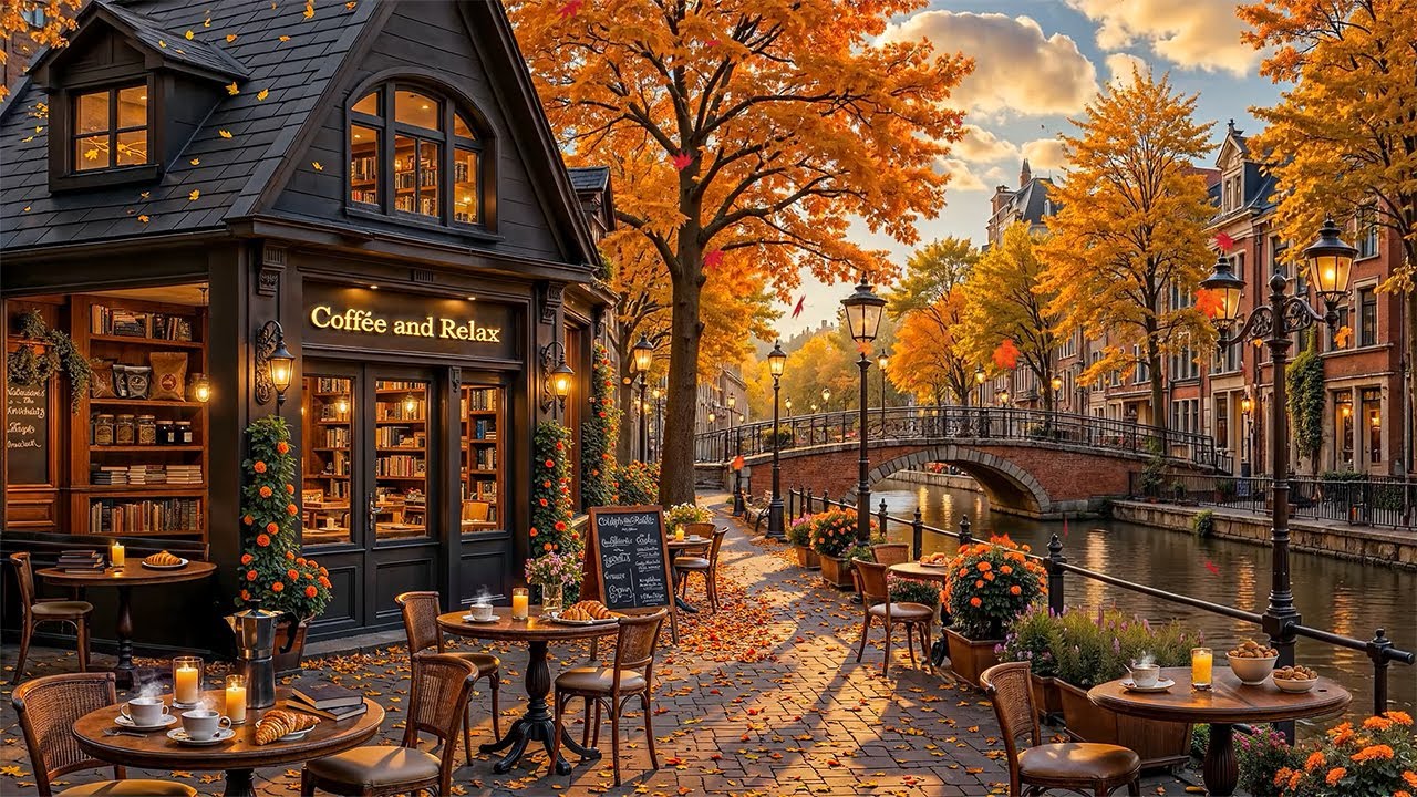 Charming Coffee Corner by Lakeside 🍂 Gently Autumn Jazz Instrumental Music for Good Mood, Relax