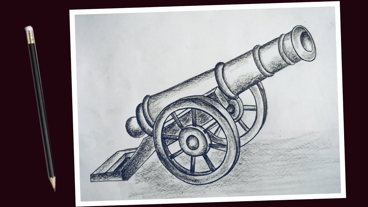 How to draw cannon easy step by step for beginners… Cannon drawing easy step by step
