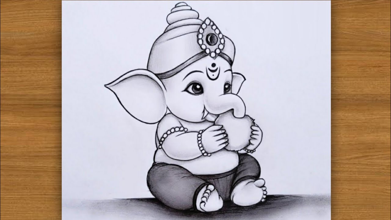 How to Draw Ganapti Ganesh With Modak- Pencil Chitra| Ganesh Chaturthi drawing | Easy Pencil Drawing