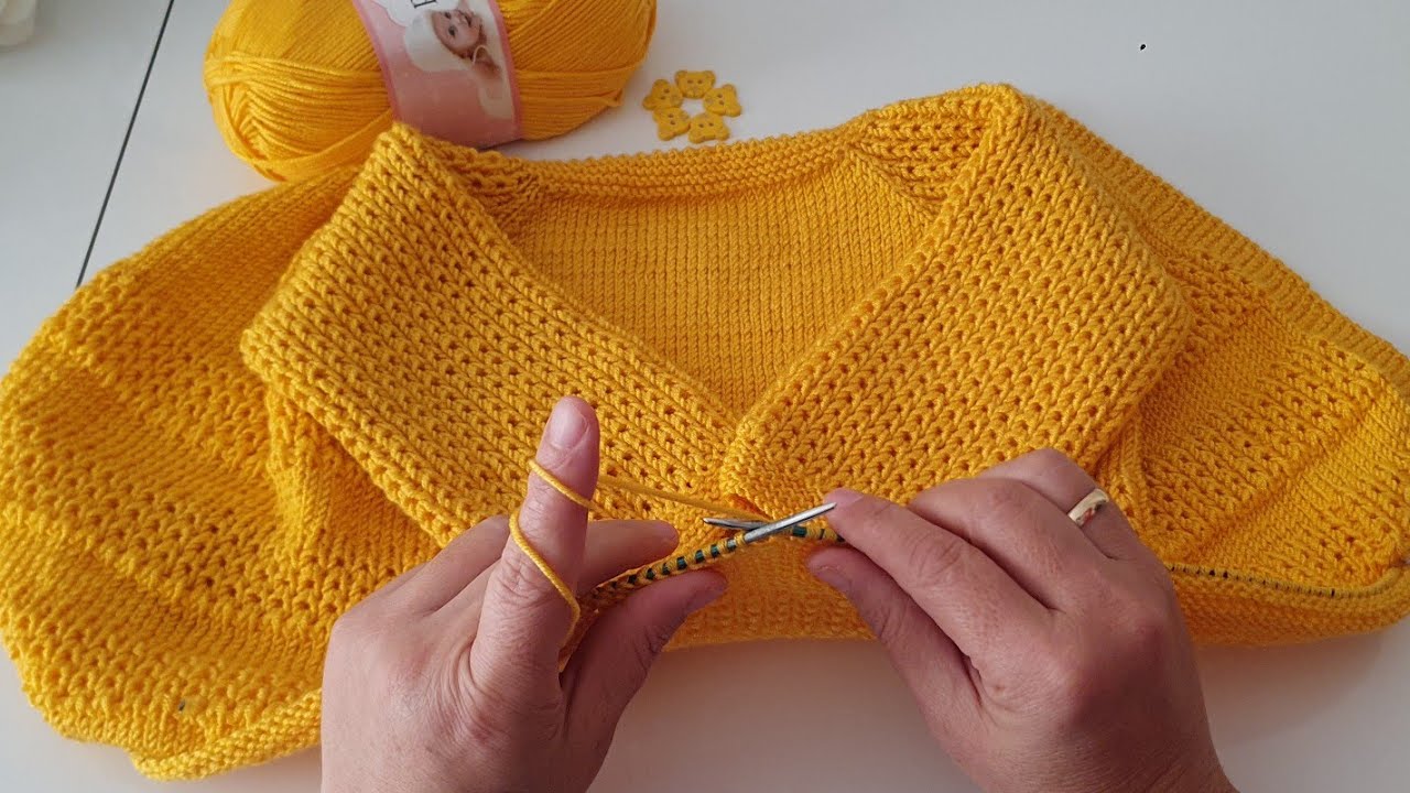 YAKADAN BAŞLAMALI 2 / 3 YAŞ KOLAY İKİ ŞİŞ BEBEK HIRKA MODELİ ♡ Bebek kazak modelleri #knitting #örgü