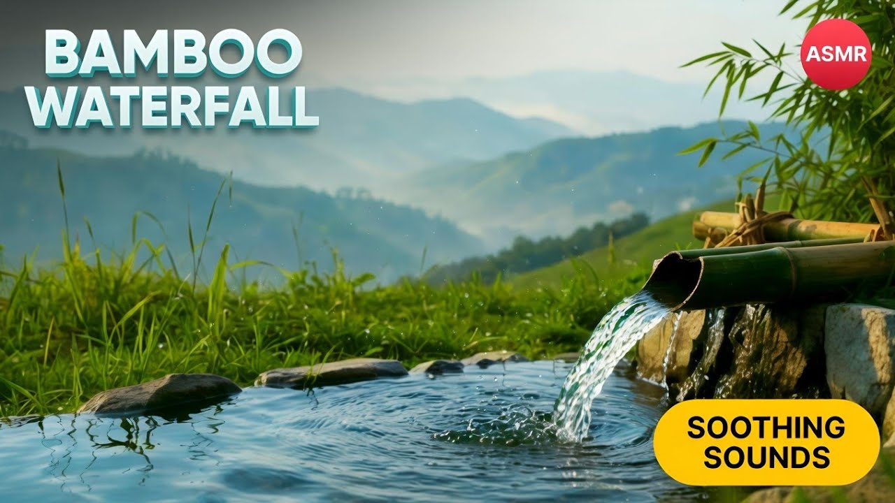 Bamboo Water Stream Sounds in Forest 🍃 Relaxing Nature Sound for Sleep, Study & Meditation