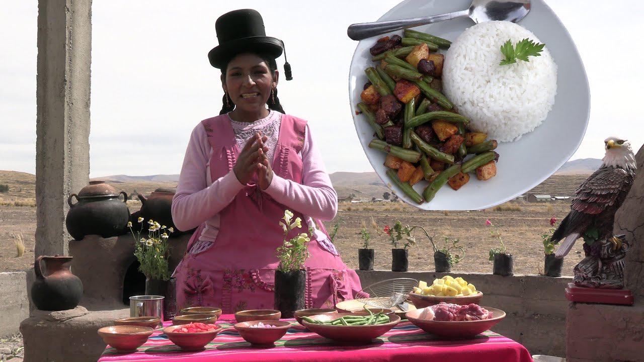 SALTADO DE VAINITA de CARNE DE CORDERO A LEÑA COCINANDO A FOGÓN - CHOLITA JULIA