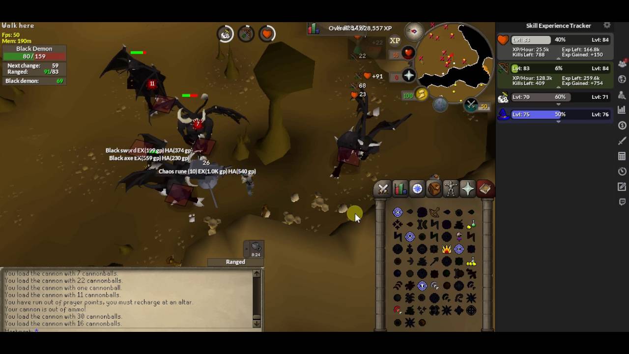 Cannoning black demon task in taverly dungeon OSRS