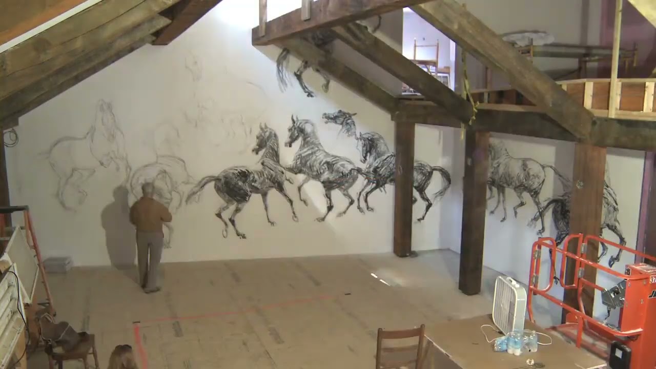 The White Horse Inn Horse Mural Time-Lapse | Jean Louis Sauvat’s Masterpiece in Metamora, MI