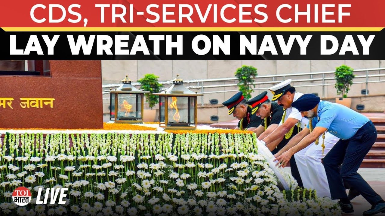 LIVE: CDS Chauhan, Tri-Services Lay Wreath At National War Memorial On Navy Day | Army | Air Force