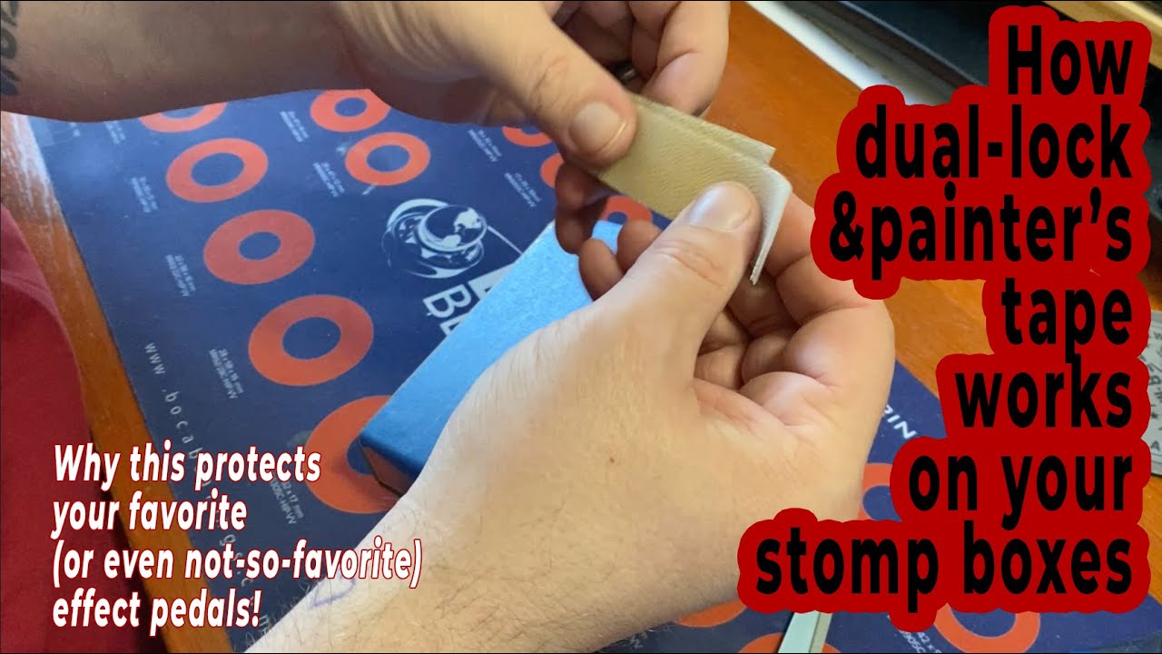 Prepping your effect pedals with blue tape and dual lock - NO DAMAGE to your expensive gear!