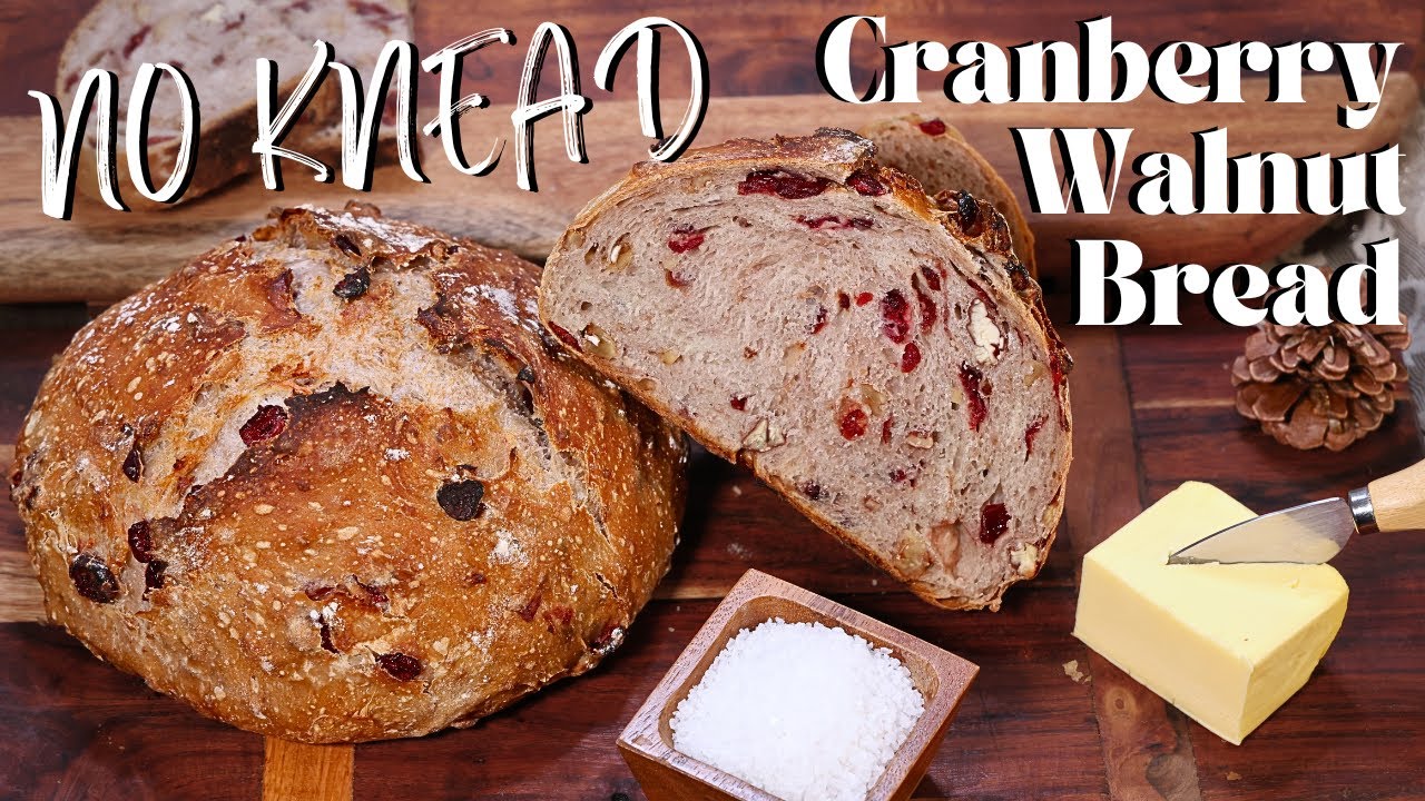 No Knead Cranberry Walnut Bread Recipe | Soft, Chewy, Delicious & Easy | Homemade Artisan Bread