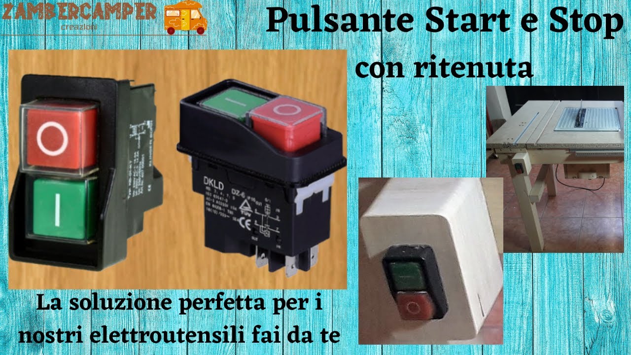 Pulsante start e stop con ritenuta, cablaggi