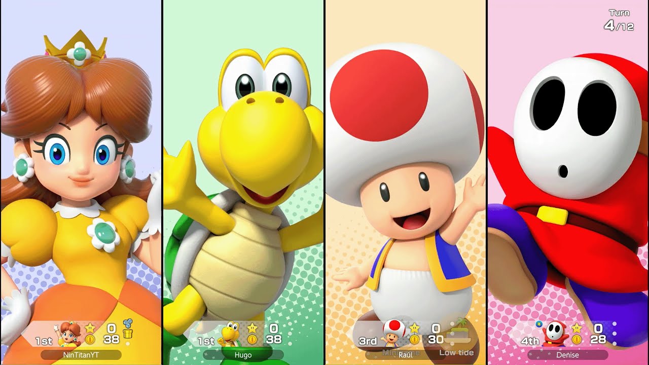 Super Mario Party Jamboree - Daisy vs Toad vs Shy Guy vs Koopa - Goomba Lagoon