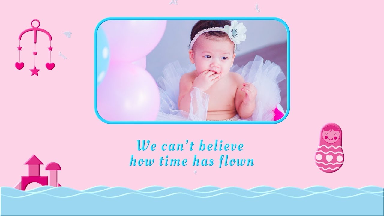 First Birthday Invitation - Baby Girl Videofalls