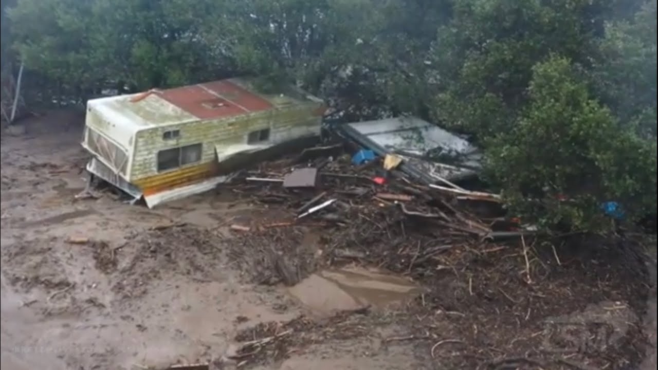 01-30-2021 Salinas, CA - Mudflow Surges and River Fire Burn Damage and Scars 4K