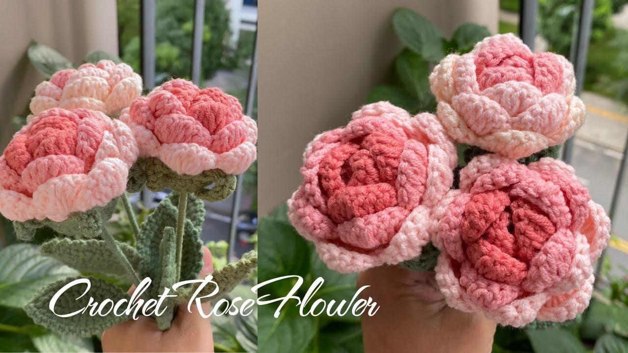 Crochet Rose Flower | Hướng Dẫn Móc Hoa Hồng Cuộn | Đơn Giản & Dành Cho Ngừoi Mới Bắt Đầu