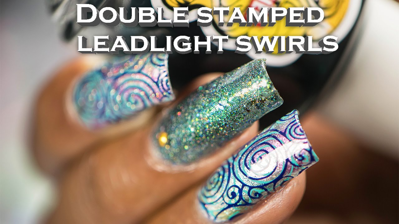 Double Stamped Holographic Leadlight Swirls (MoYou London)