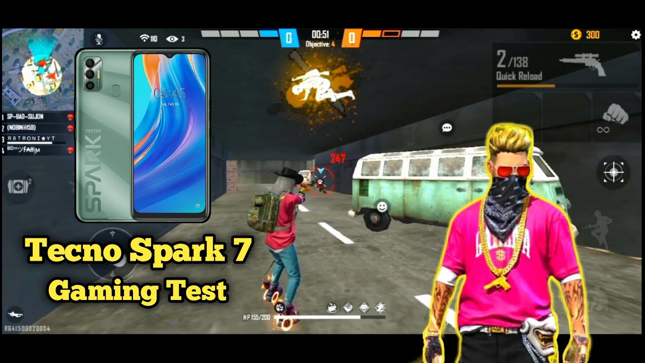 Tecno Spark 7 Free Fire Gaming Test /Gameplay FF🔥