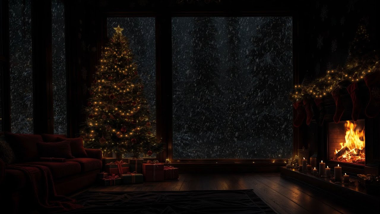 🎄 Drift into Deep Sleep in a COZY WINTER Cottage | Warm Fire, Snow is Falling Outside