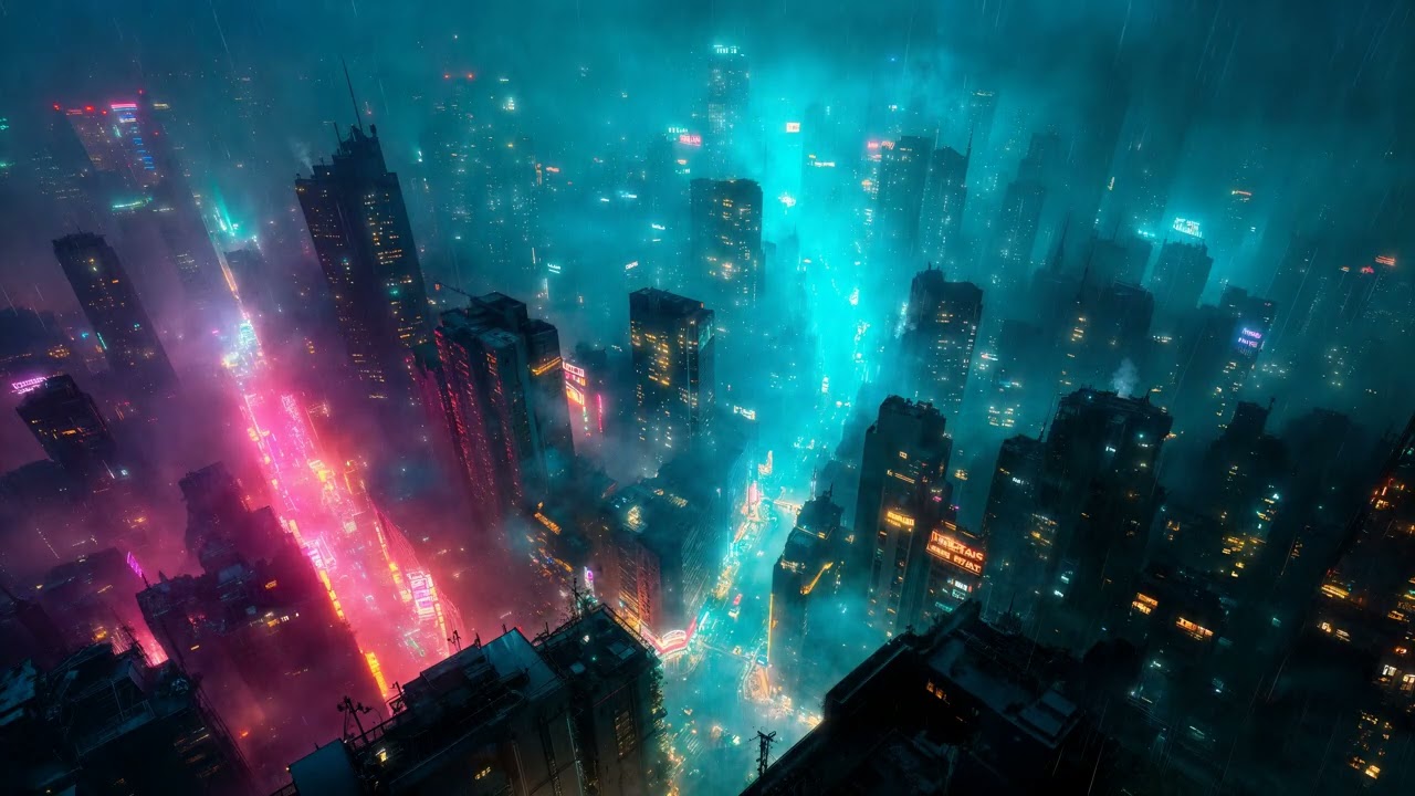 Skyline Afterhours — City Rain and Wind | Late Night Urban Ambience | 4K | 10 Hours