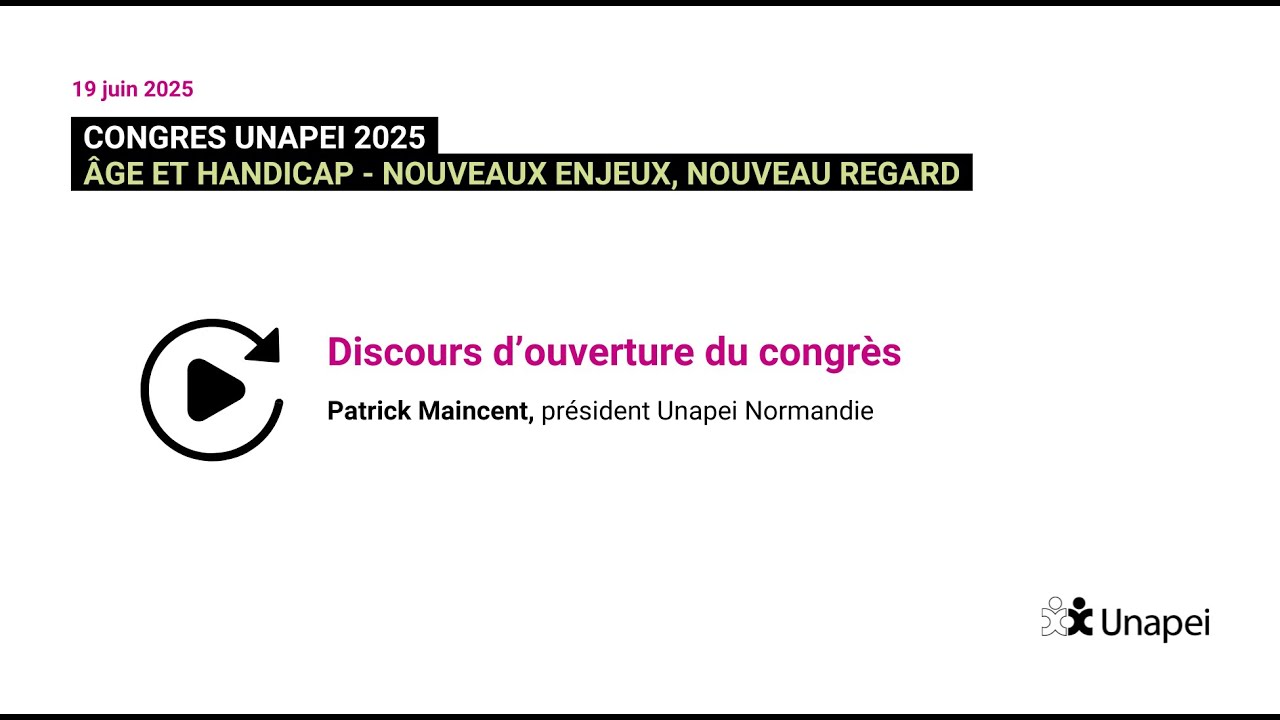 [Congrès 2025] Discours d'ouverture : Patrick Maincent