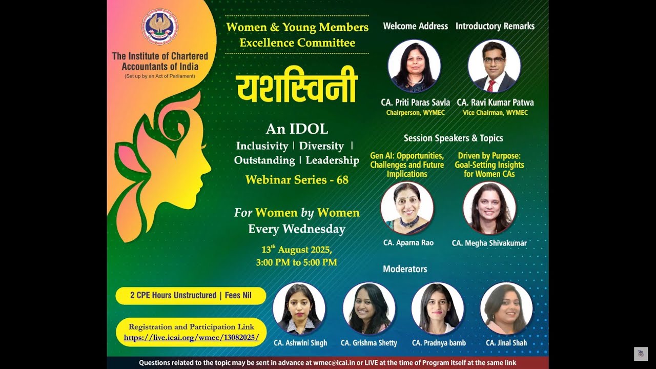 Webinar on “यशस्विनी - An IDOL Inclusivity l Diversity | Outstanding | Leadership... -13082025