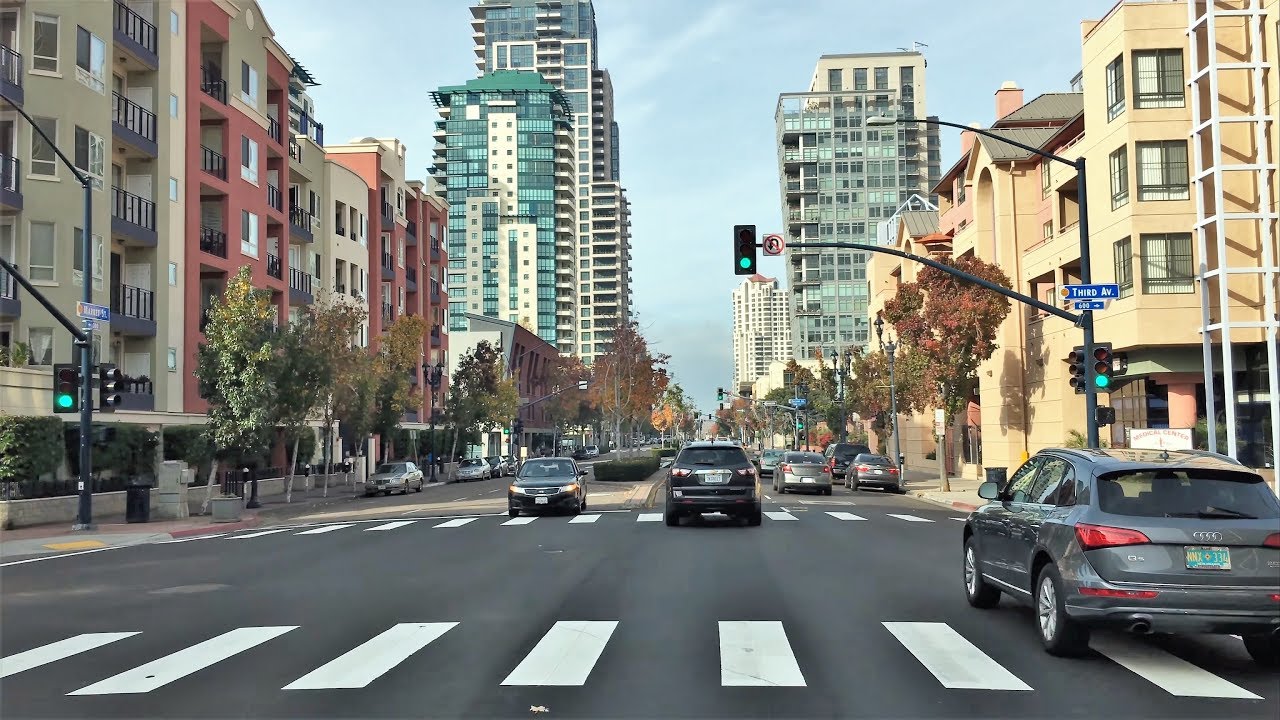 Driving Downtown - San Diego's Skyline 4K - USA