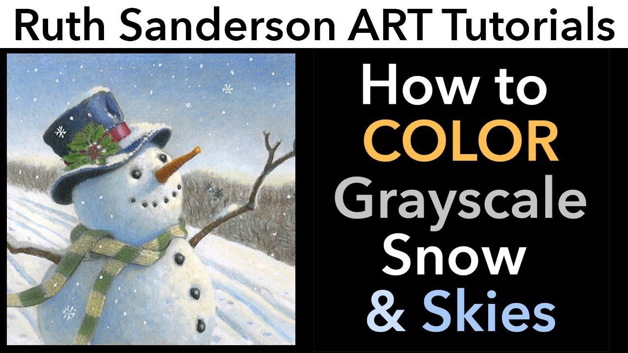 Coloring Snow and Skies over Grayscale with Colored Pencils