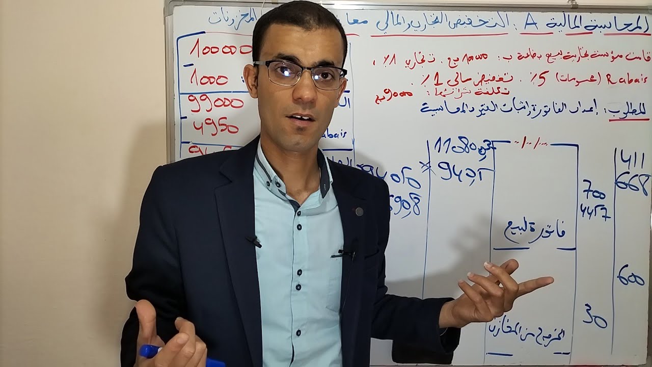 محاسبة عامة  (محاضرة 37) التخفيض التجاري والتخفيض المالي معا ضمن فاتورة بيع المخزونات