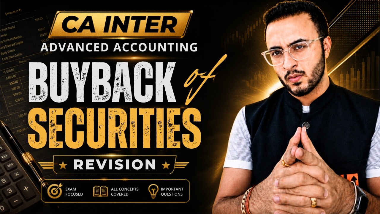 Buyback Of Securities | CA Inter Advanced Accounting | CA Inter | CA Tejas Suchak #cainter #caexams