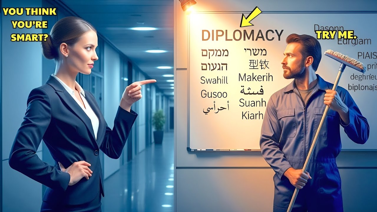 “BET YOU CAN’T SPELL ‘DIPLOMACY’” — CEO Mocked the Janitor… But He Used to Negotiate for the UN