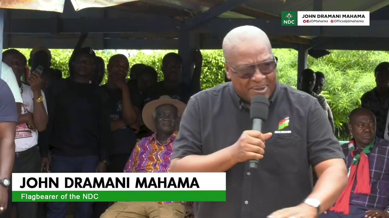 John Mahama interacts with cocoa farmers & the people of Enchi, Western North Region.