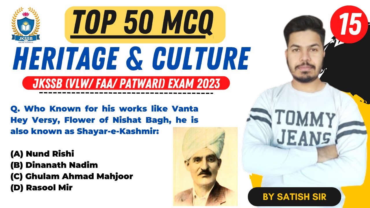 Top 50 MCQ of J&K Heritage and Culture for jkssb | important mcq on heritage and culture for jkssb.
