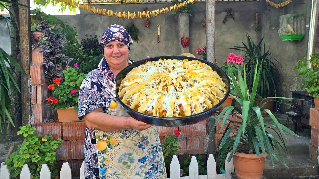 Traditional Grandma's Pastry Dish and Dried Apples Prepared for With