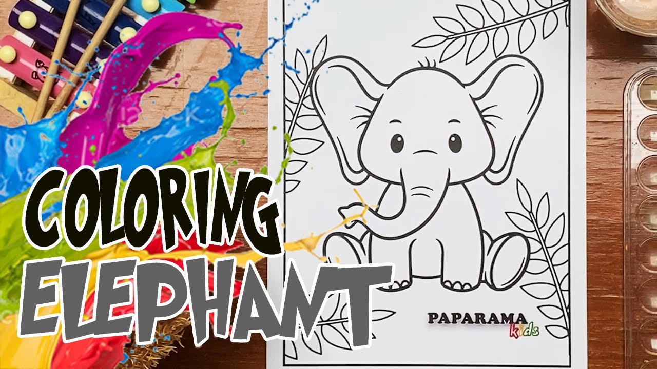 Mewarnai Gambar Gajah dengan Cat Air dan Kuas! Speed Painting
