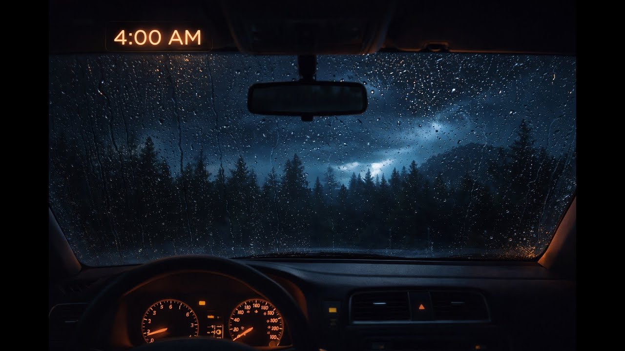 It's 4AM. Rain Falling on Your Car in the Forest — Pure Sleep